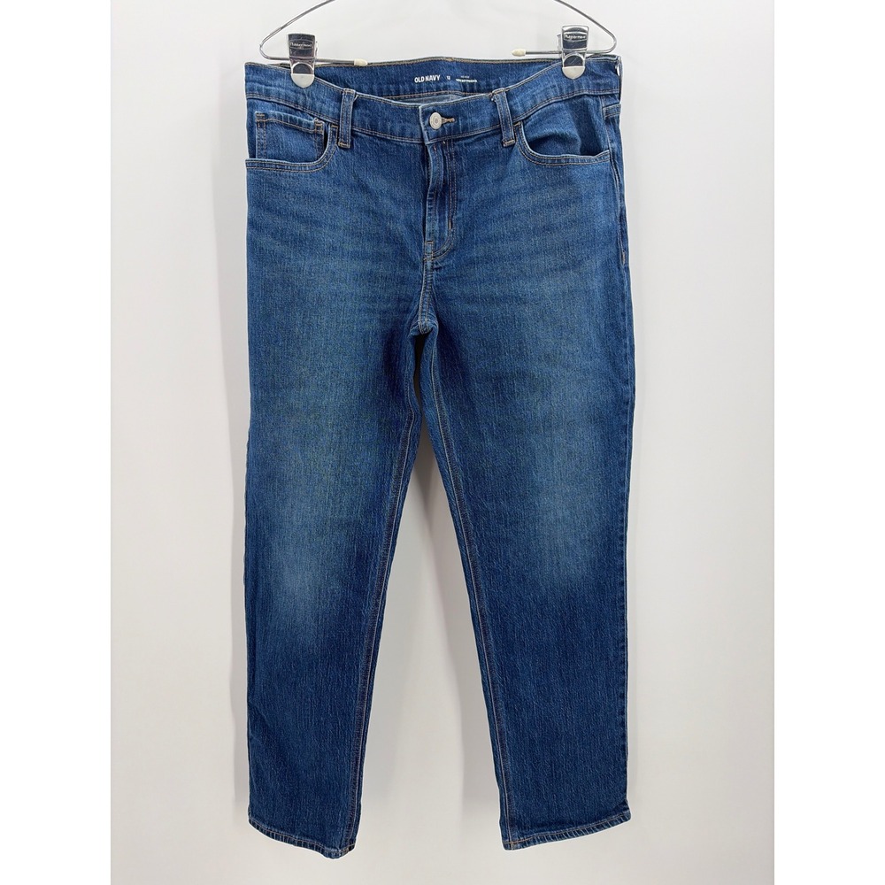 Old Navy Wow Boyfriend Jeans Womens 12 Mid Rise Medium Wash Blue Straight Leg